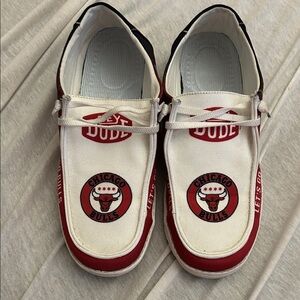 Custom men’s hair slippers, Chicago Bulls - Red and White